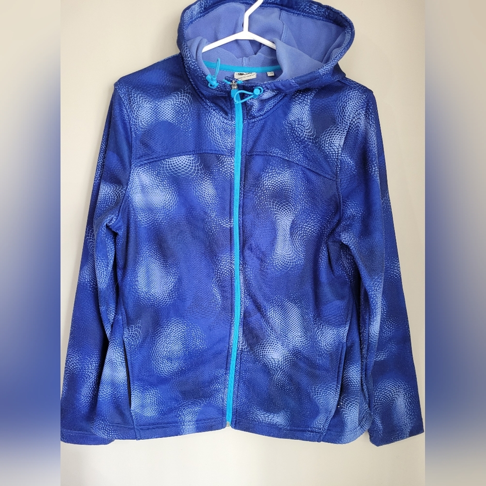 Womens Blue Patterned Hoodie with Zipper